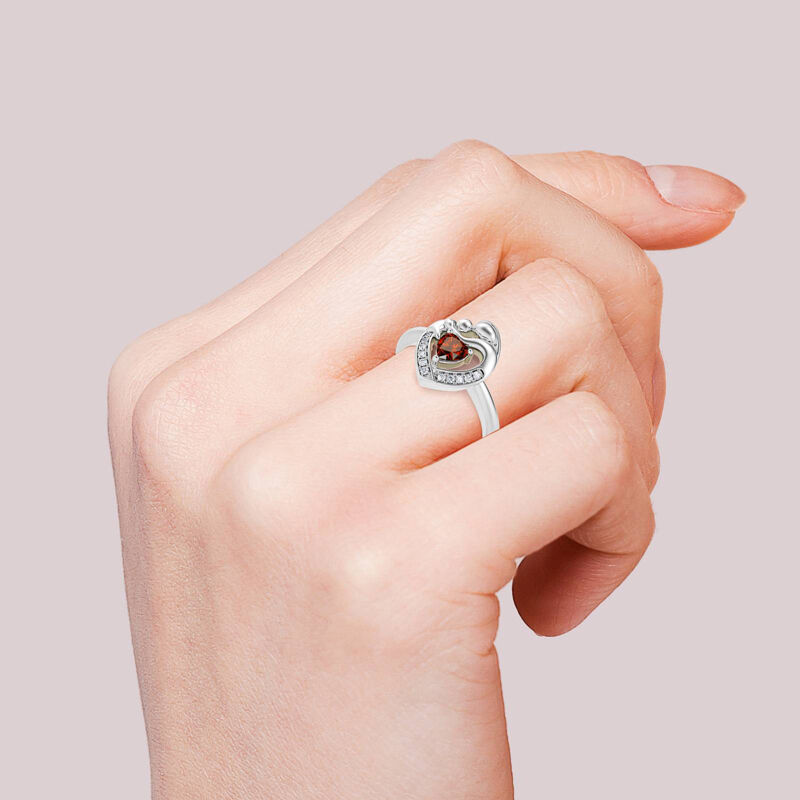 Jeulia "Wärmster Schutz" Mama & Baby Herzförmiger Sterling Silber Ring