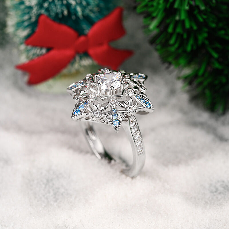 Jeulia "Snow Princess" Snowflake Round Cut Sterling Silver Jewelry Set