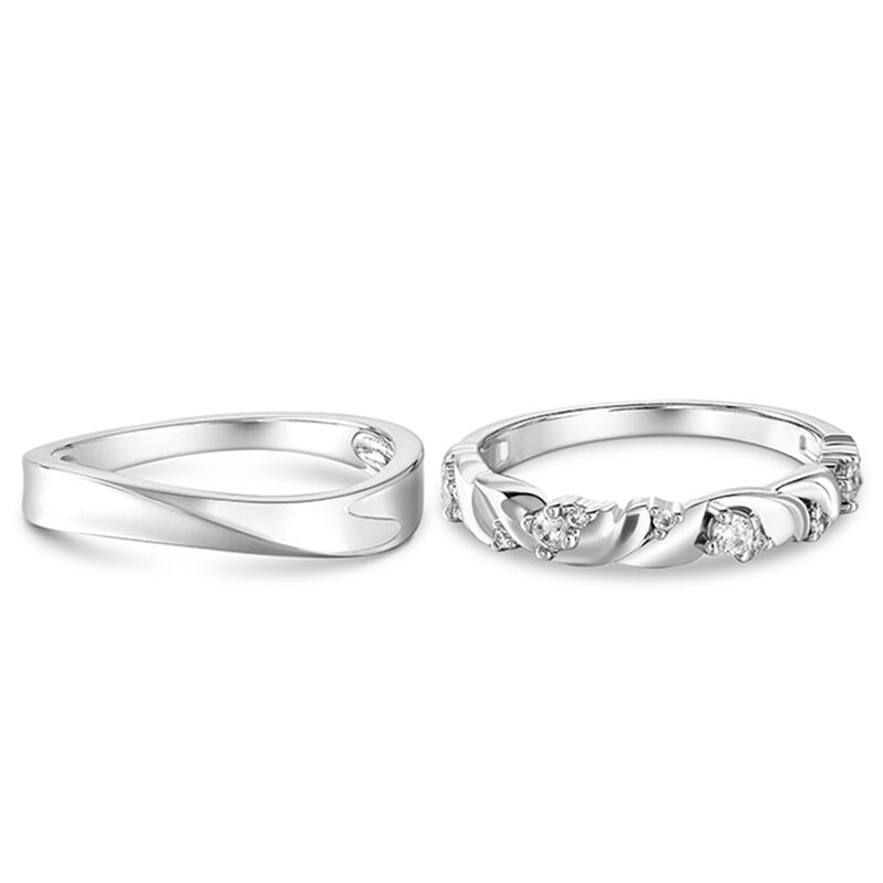 Jeulia "Sweetheart" Sterling Silver Couple Rings