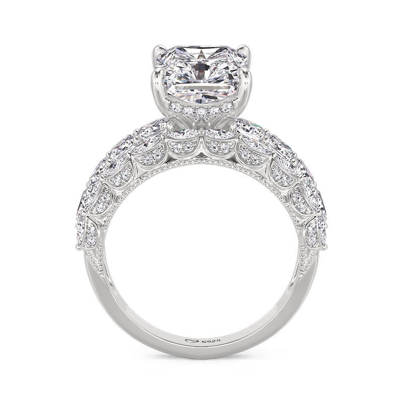 Jeulia Vintage Cluster Radiant Cut Engagement Ring