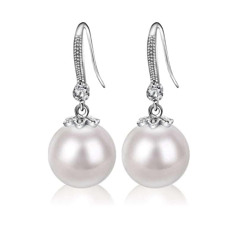 Jeulia Classic Design Cultured Pearl Sterling Silver Drop Earrings