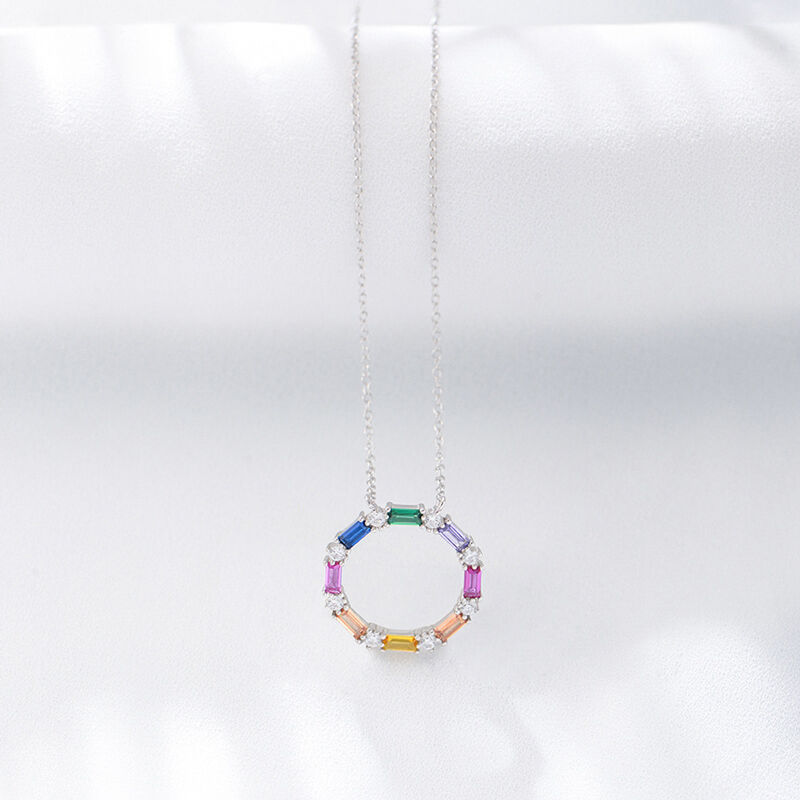 Jeulia "Sweet Candy" Multi-colored Circle Sterling Silver Necklace