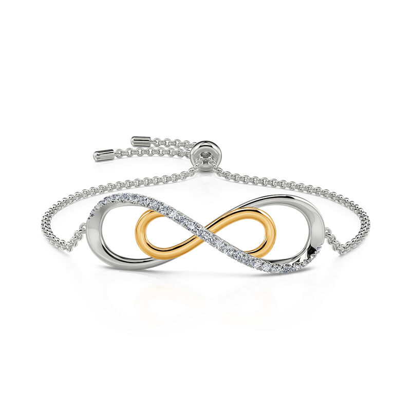 Jeulia Double Layer Infinity Sterling Silver Bracelet