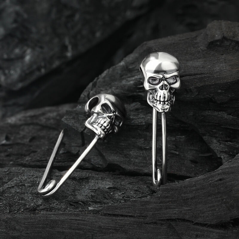 Jeulia "Skeleton Pin" Skull Sterling Silver Earrings