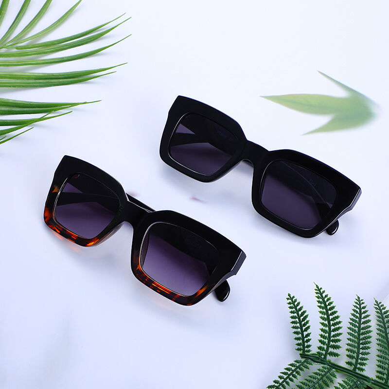 Jeulia "Futureland" Rectangle Black/Grey Unisex Sunglasses