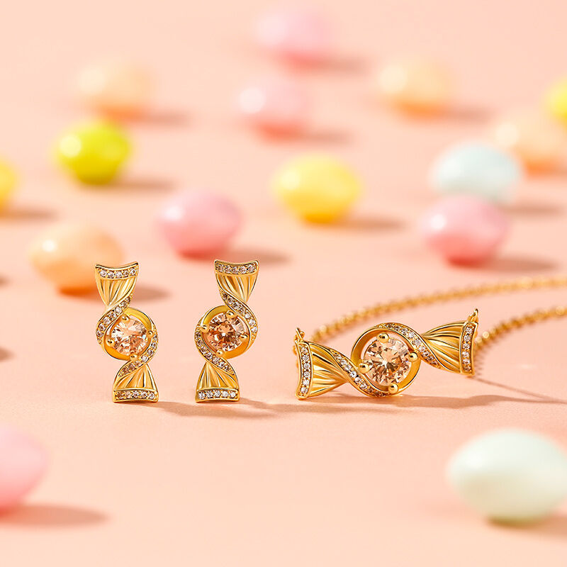 Jeulia "Sweets for My Sweet" Candy Round Cut Sterling Silver Jewelry Set