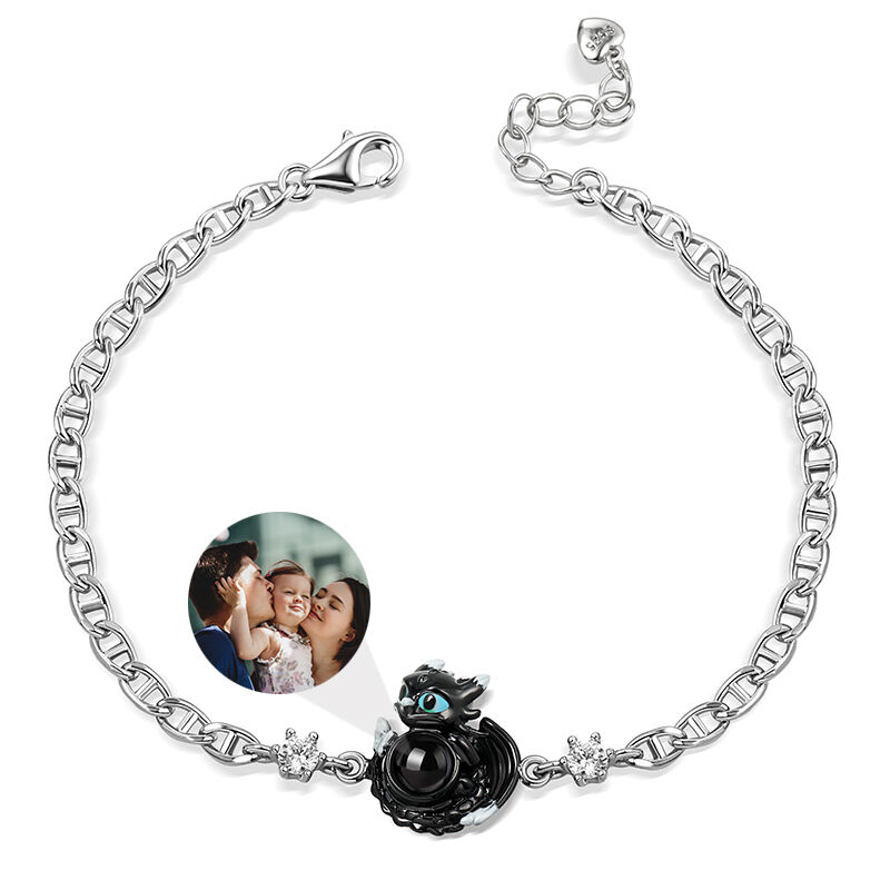 Jeulia "Your Dragon" Personalized Photo Projection Sterling Silver Bracelet