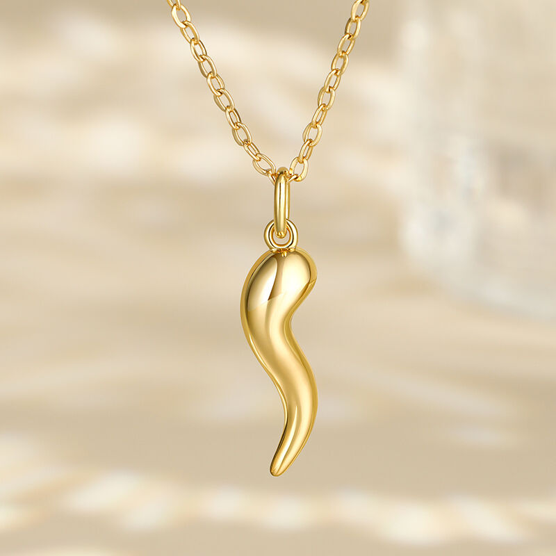 Gold Italy Horn Necklace