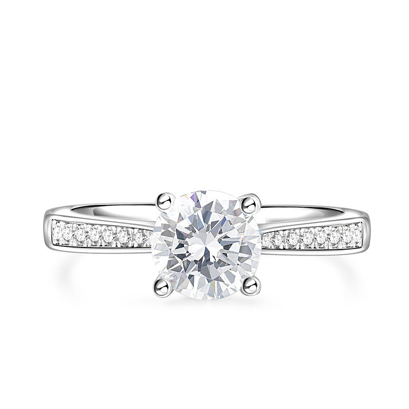 Jeulia Solitaire Engagement Ring Channel Set Side Stone Sterling Silver