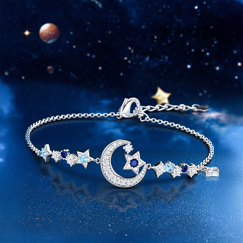 Jeulia Luna Astra Bracelete de Charme Lua e Estrela