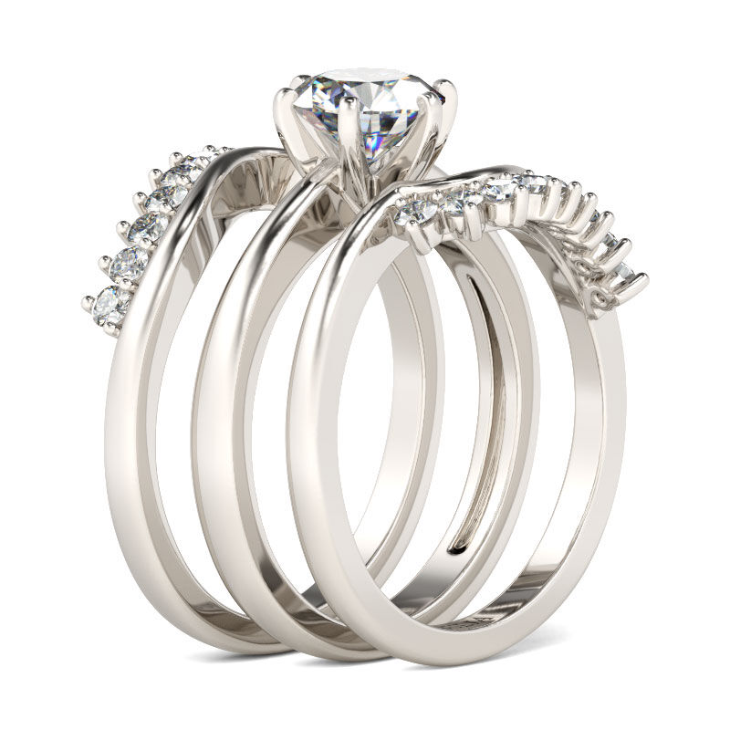 Jeulia 3PC Journey Round Cut Sterling Silver Ring Set
