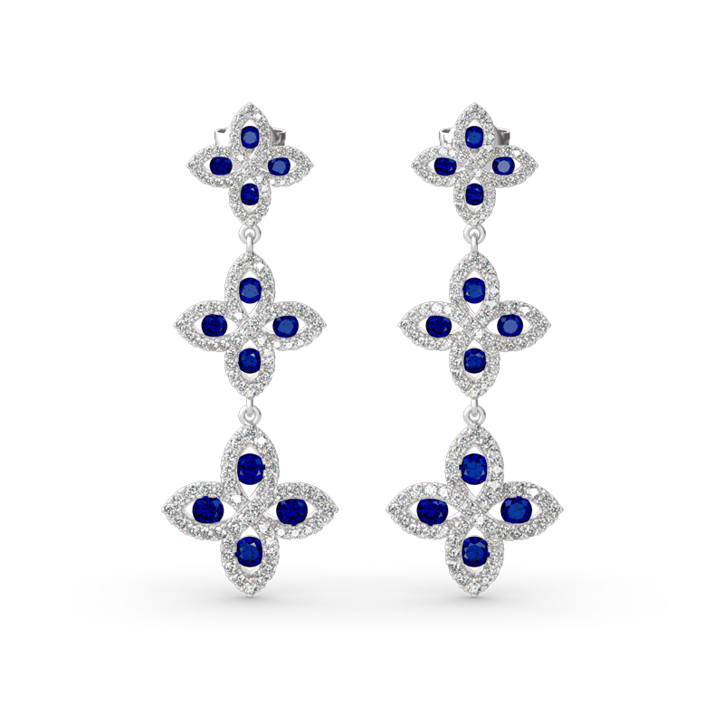Jeulia Lucky Flower Sterling Silver Drop Earrings