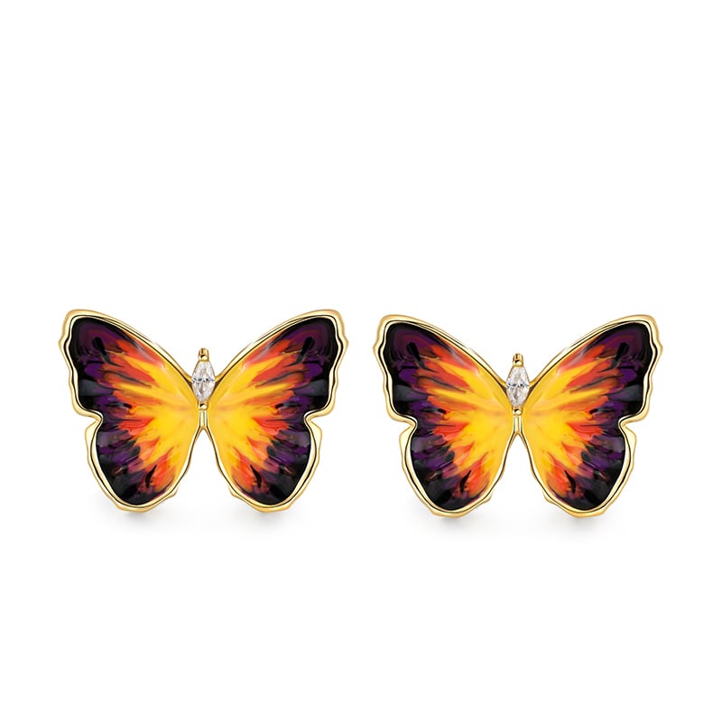 Jeulia "Mystic Wings" Butterfly Enamel Sterling Silver Stud Earrings