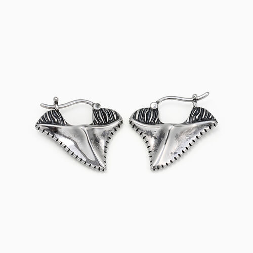 Sterling silver sale shark earrings