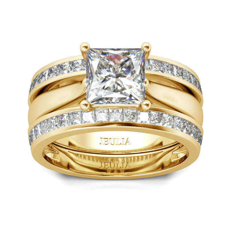Jeulia Princess Cut Enhancer Sterling Silver ringsats