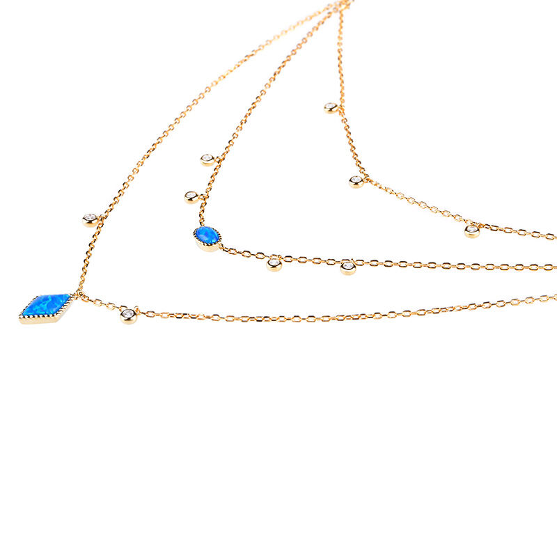 Jeulia Three Wishes Triple Layered Opal Necklace