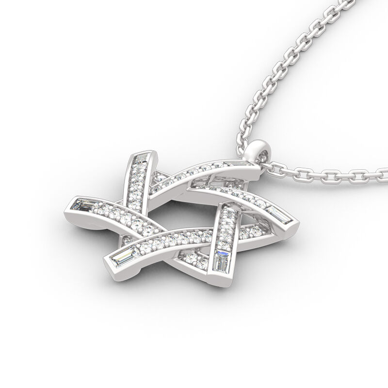 Jeulia "Estrella de David de seis puntas" Collar de plata de ley de talla redonda