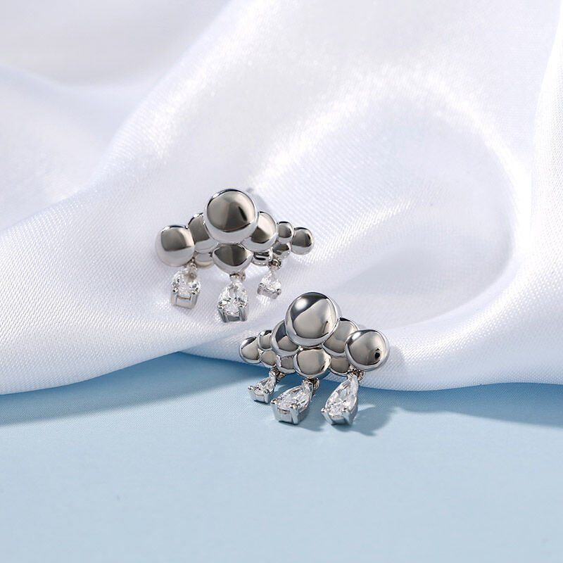 Jeulia "Rainy Day" Cloud&Raindrops Design Sterling Silver Earrings