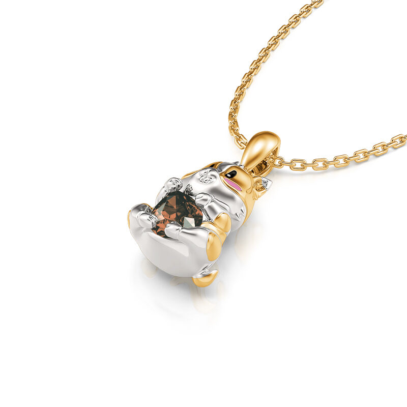 Jeulia Hug Me "Naughty Hamster" Pear Cut Sterling Silver Necklace