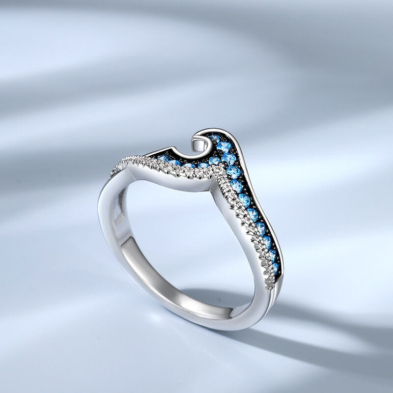 Jeulia "Waves Swirl" Two Tone Sterling Silver Ring