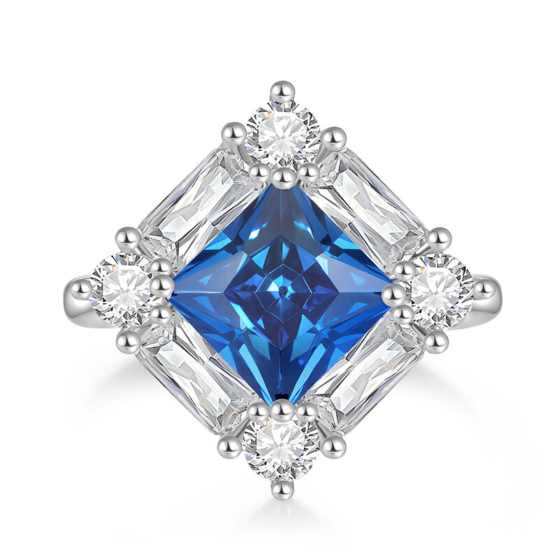 Jeulia Irregular Halo Sapphire Princess Engagement Ring