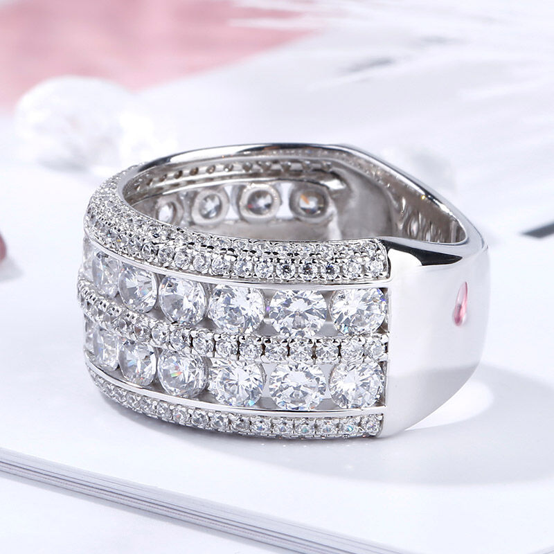 جوليا خاتم قطع هالة دائري من الفضة الإسترليني النسائية