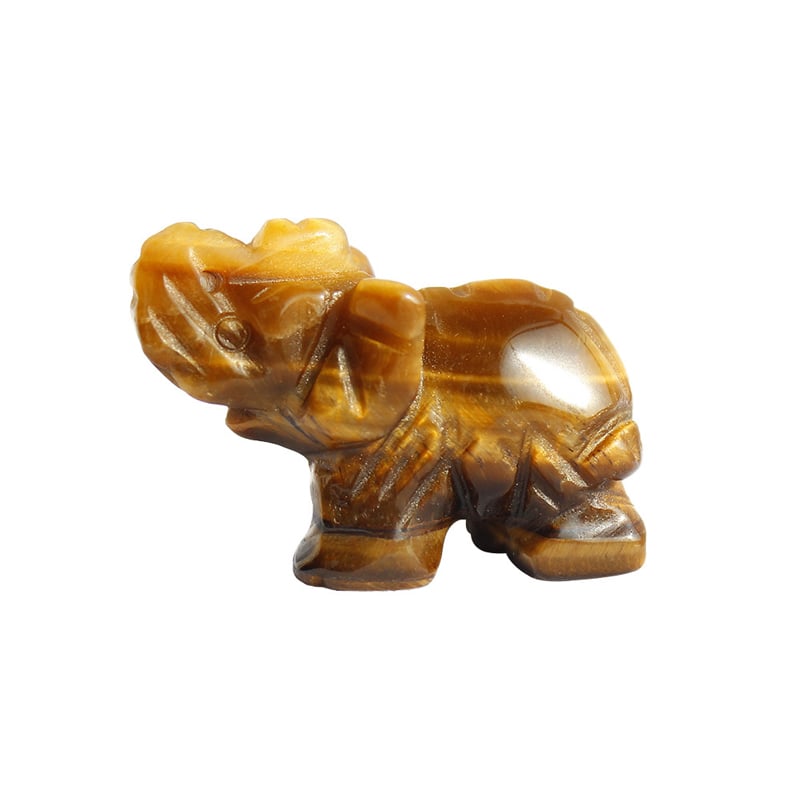 Jeulia "Vitality & Strength" Natural Tiger's Eye Elephant Crystal Carving
