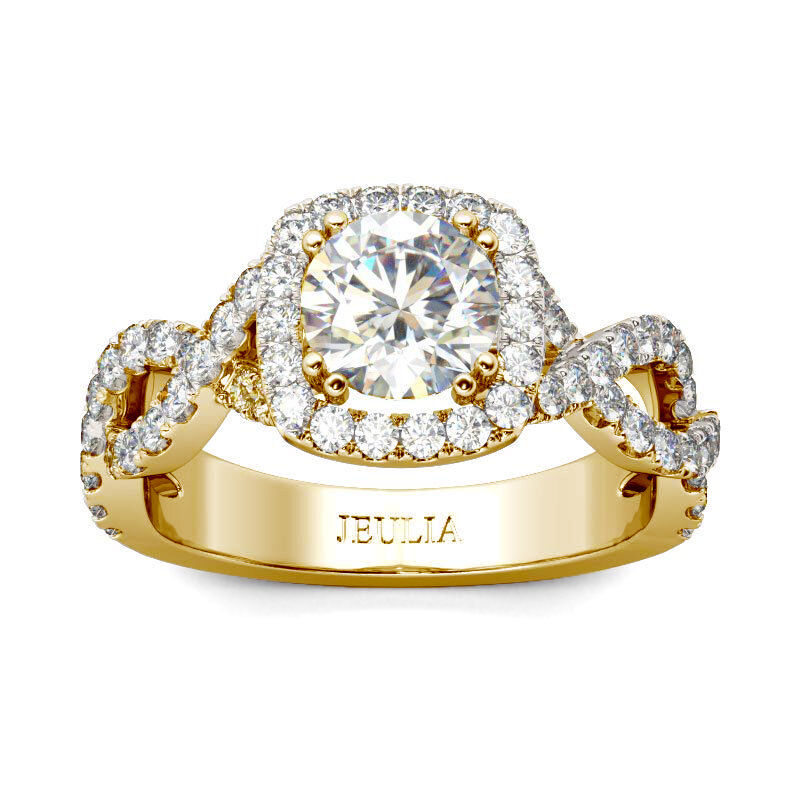 Jeulia Twist Rundschliff Sterling Silber Ring Verlobungsring