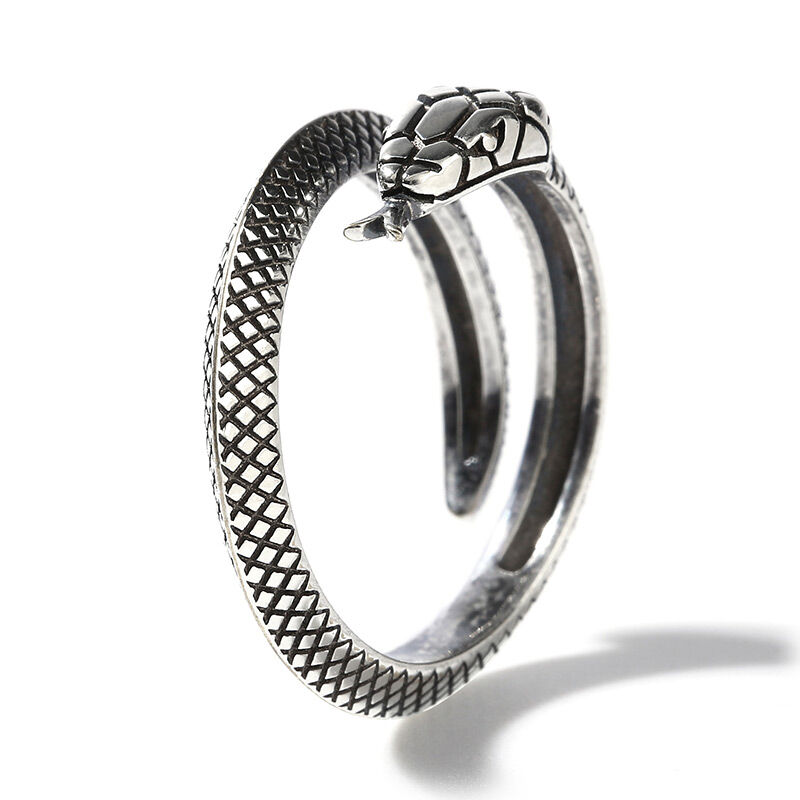 Jeulia "Pure Desire" Snake Sterling Silver Men's Ring