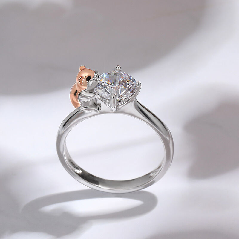 Jeulia Hug Me "Adorable Hamster" Round Cut Sterling Silver Ring