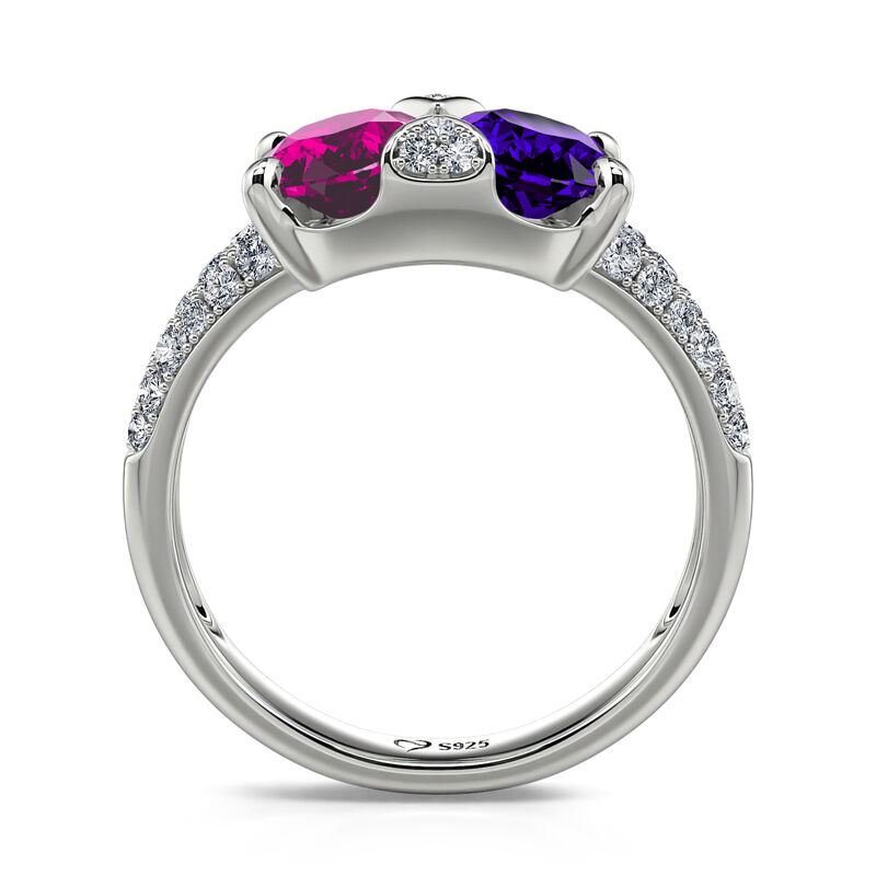 Jeulia "Stunning Colors" Oval Cut Sterling Silver Ring