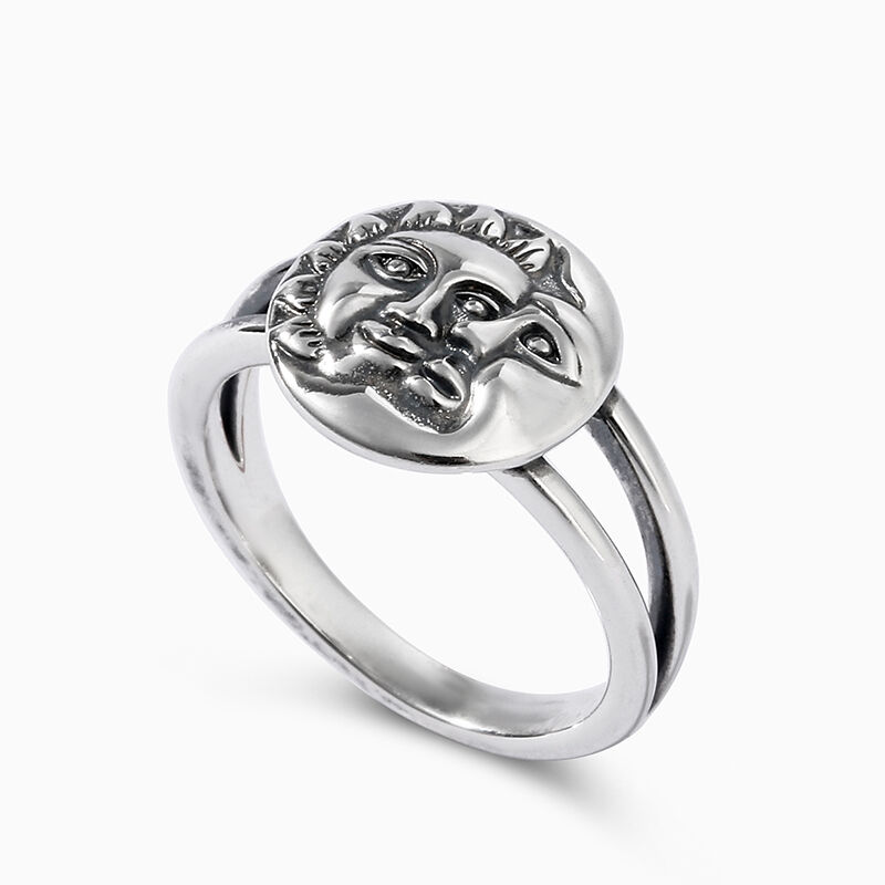 Jeulia "Moon and Sun Face" Sterling Silver Ring