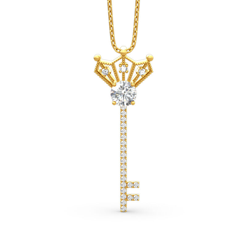 Jeulia Crown And Key Round Cut Sterling Silver Necklace