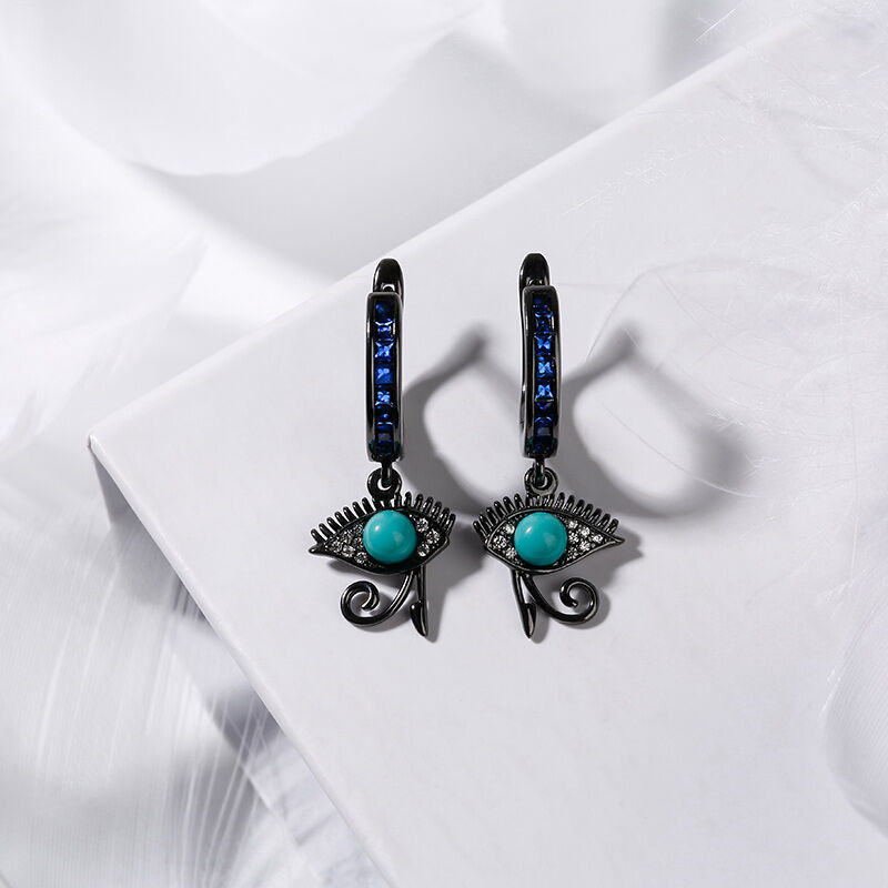 Jeulia Pendientes de ojo de demonio diseño de ojo azul y diamante