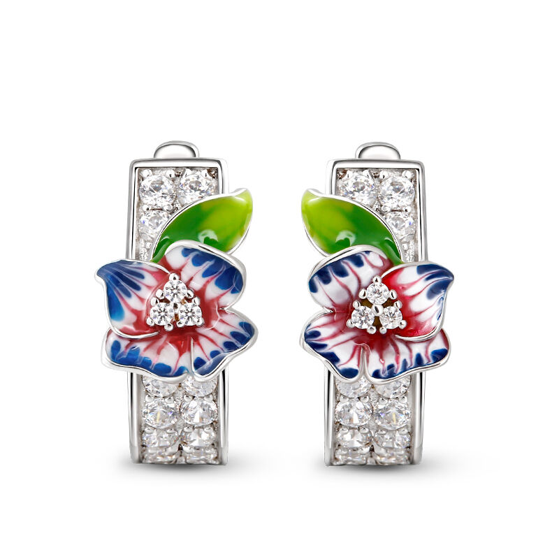 Jeulia "Ein Hauch von Blumen" Emaille-Sterlingsilber-Ohrringe
