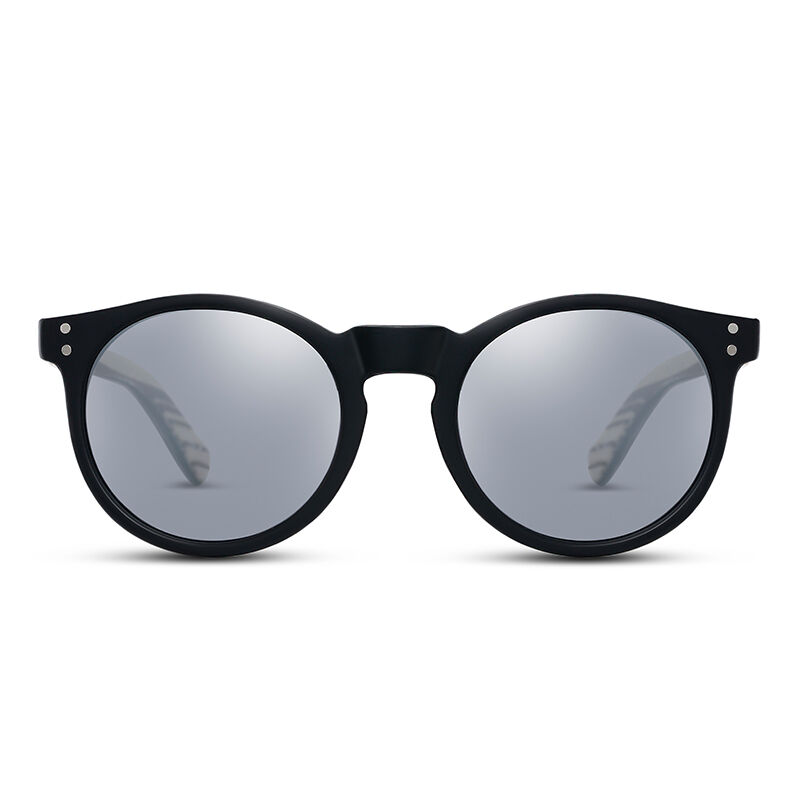 Jeulia "Dynamika" Okrągłe okulary przeciwsłoneczne Unisex z polaryzacją szarą lustrzaną