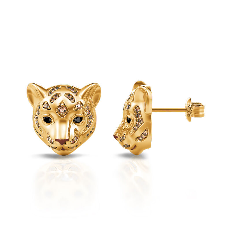 Jeulia "King of the Jungle" Tiger Sterling Silver Earrings