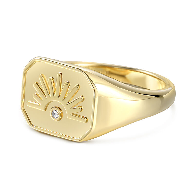 Jeulia Anello quadrato con sole in argento sterling