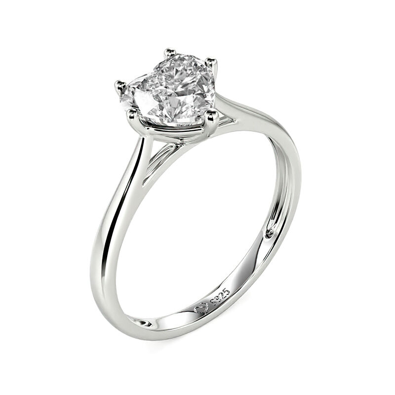 Jeulia Heart Cut Solitaire Sterling Silver Engagement Ring