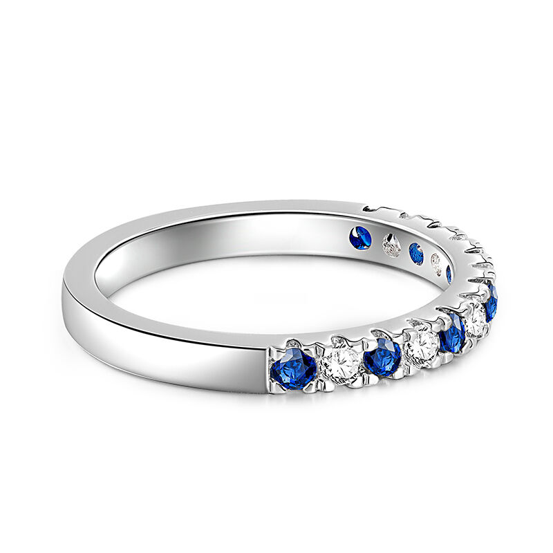 Jeulia Anillo Sencillo para Mujeres Corte Redondo Blanco y Azul Plata Esterlina