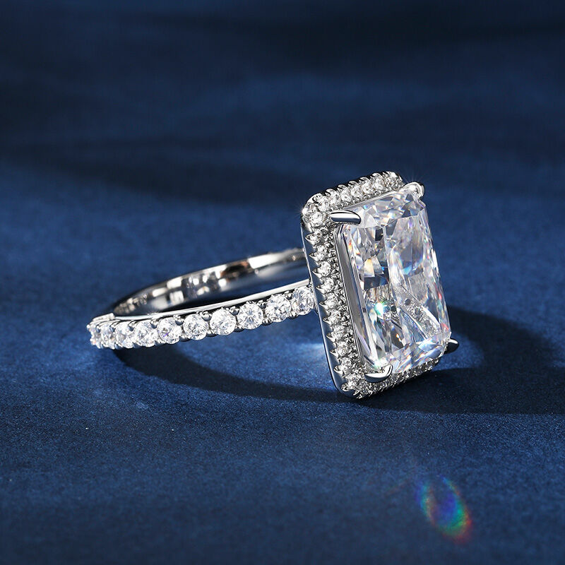 Jeulia Classic Radiant Cut Sterling Silver Engagement Ring