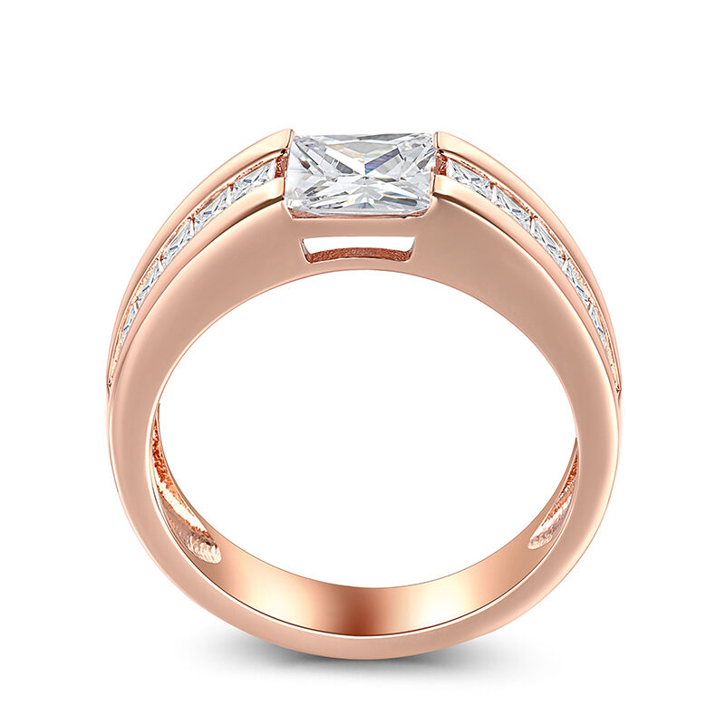 Jeulia Cool Princess Cut Men's Wedding Ring Rose Gold