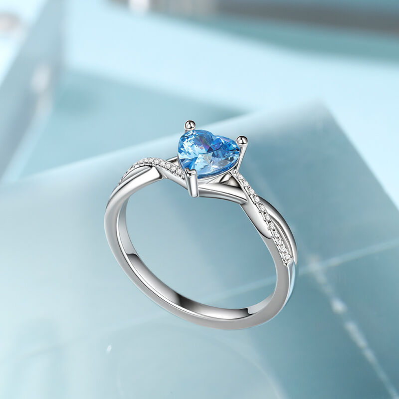 Jeulia Anillo 10K/14K/18K Personalizado de Plata de Ley con Corte de Corazón y Diseño de Torsión