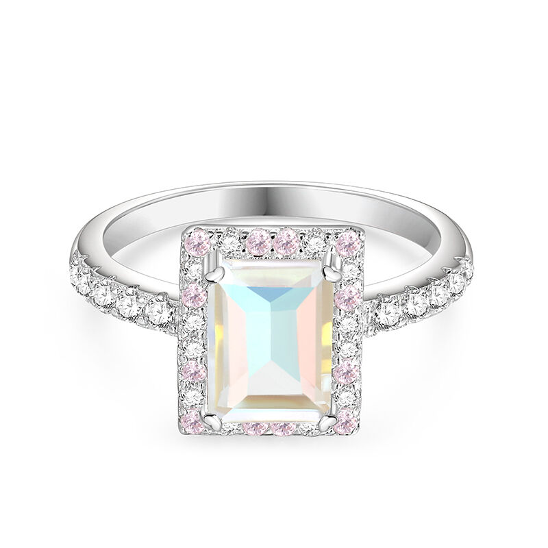 Jeulia Engagement Radiant Clear Glass Eternity Ring Sterling Silver