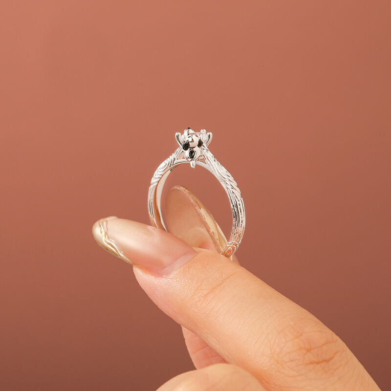 Jeulia Hug Me Anillo Forma de Cachorro Adorable con Corte Redondo de Plata de Ley