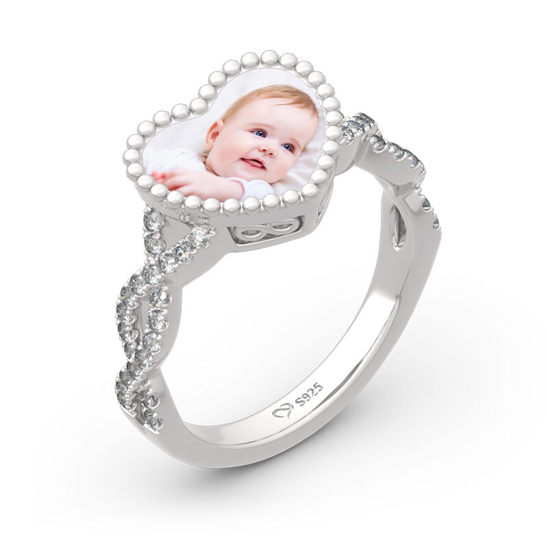 Jeulia "Endless Love" Sterling Silver Personalized Photo Ring