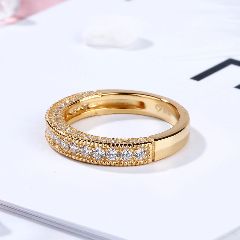 Jeulia Rundschliff Gelbvergoldet Sterling Silber Damen Ring Trauring Ehering