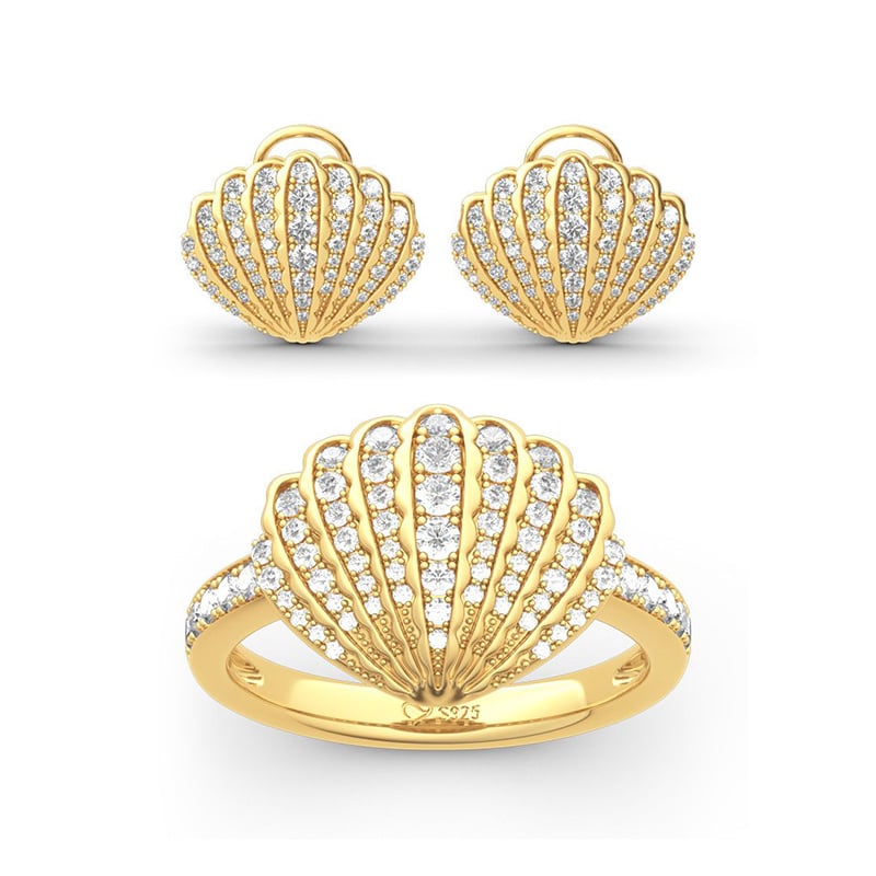 Jeulia Sea Shell Sterling Silver Jewelry Set