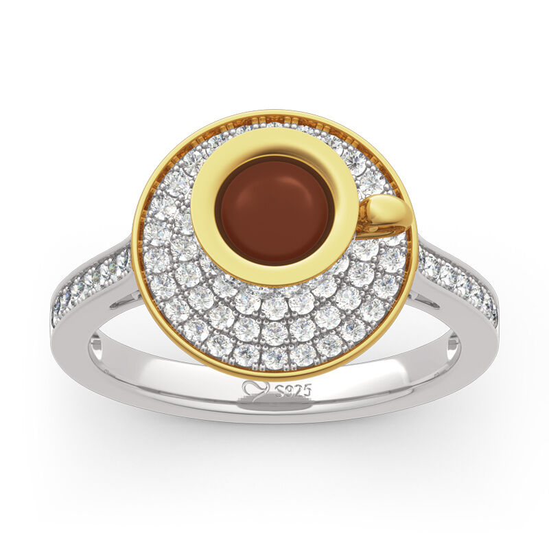 Jeulia "Romantic Afternoon" Coffee Cup Sterling Silver Ring