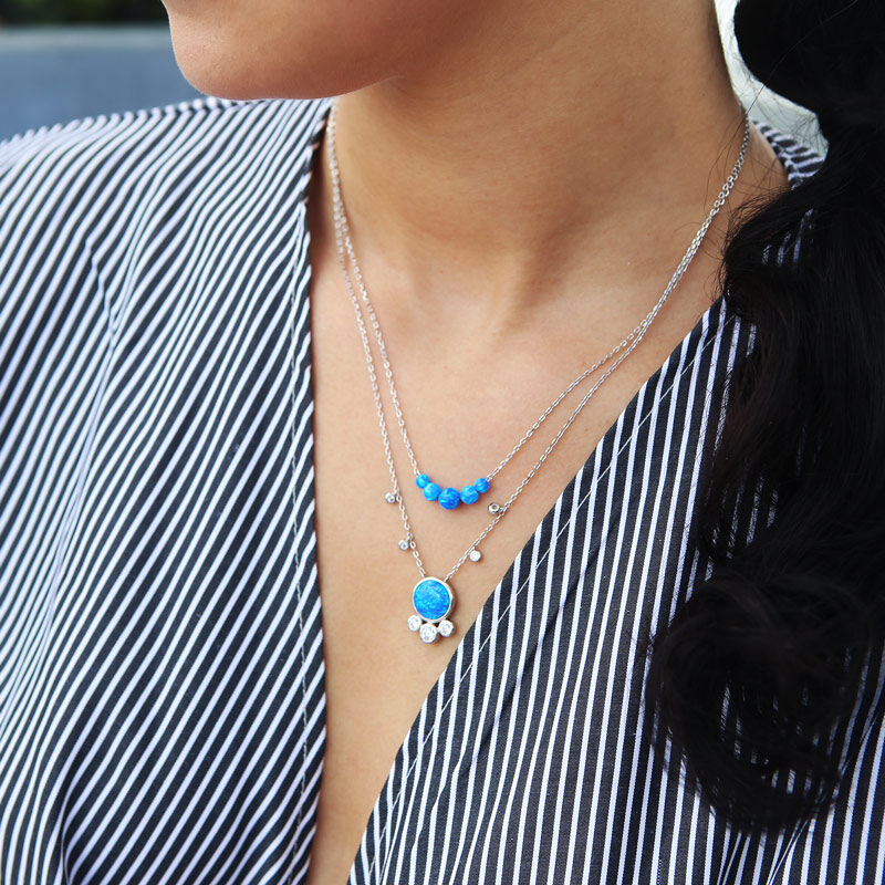 Jeulia Love in the Galaxy Double Layered Opal Necklace